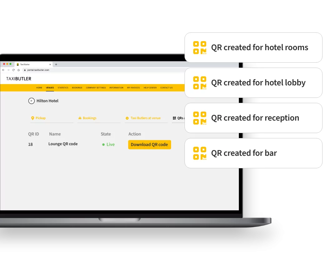 Guest QR Management Portal controlling and managing QR codes