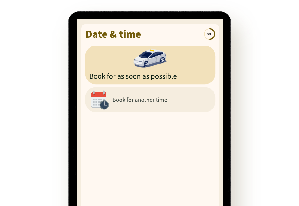 Chosing a date & time on the Taxi Butler KIOSK taxi booking kiosk