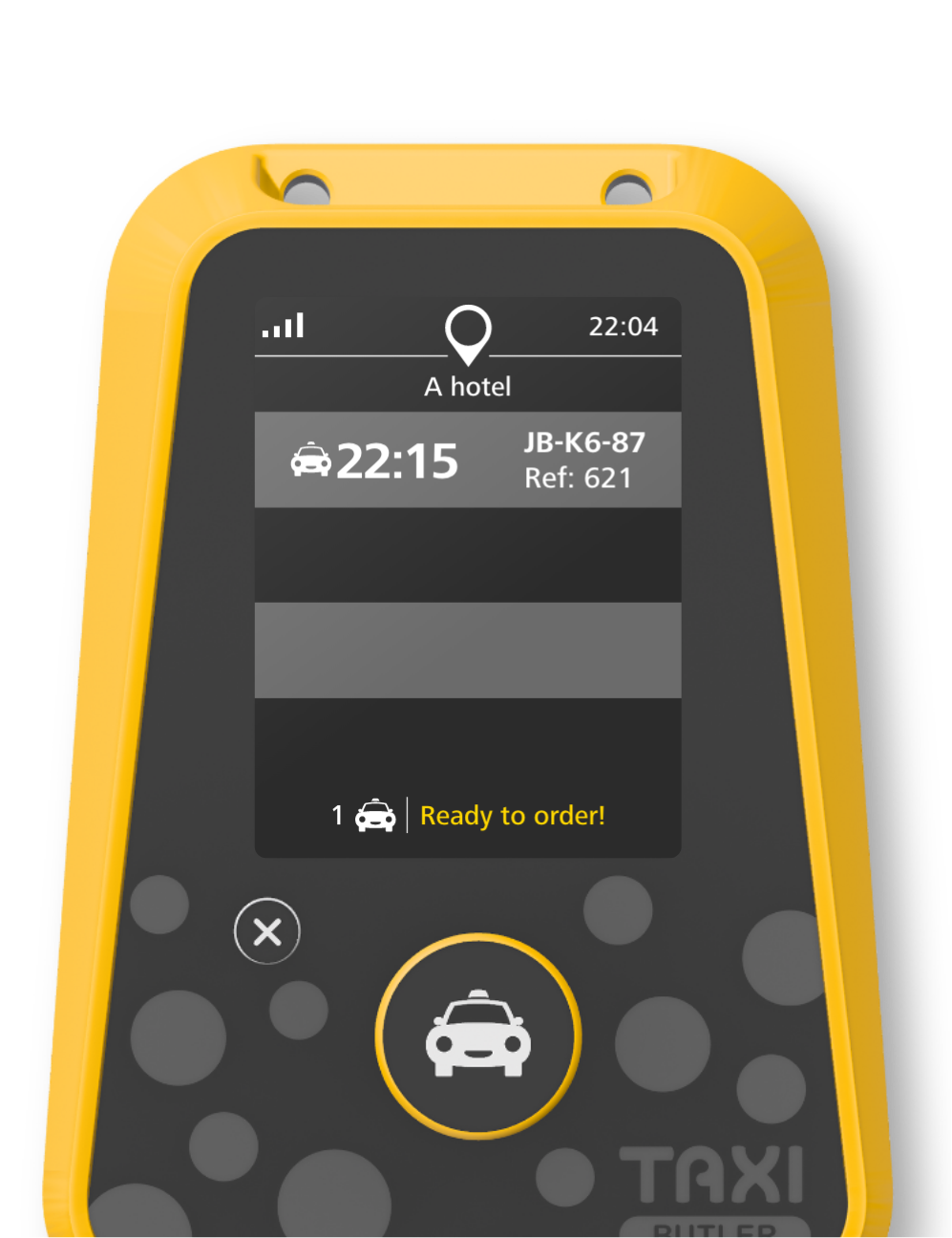 On-screen ETA and driver details on the Taxi Butler ONE taxi booking device