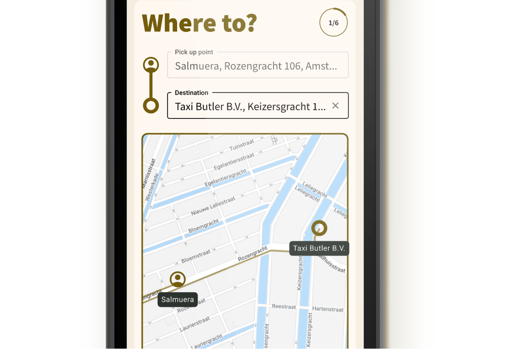 Entering a destination on a Taxi Butler PLUS taxi booking device