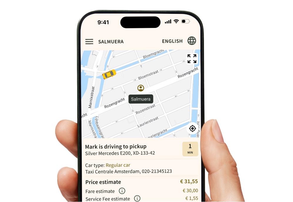 Tracking the taxi on the guest's smartphone from a Taxi Butler KIOSK taxi booking kiosk