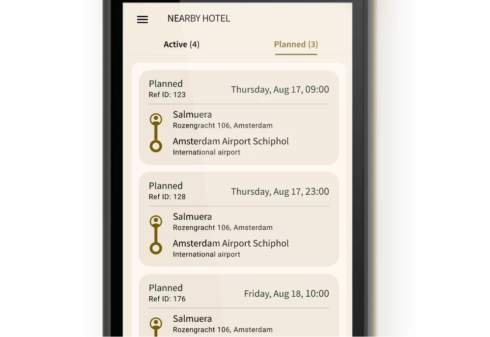 Viewing and managing taxi bookings on a Taxi Butler PLUS taxi booking device