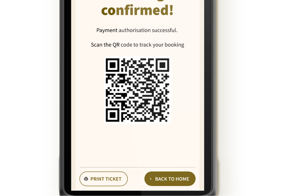 Scanning a tracking QR code on a Taxi Butler PLUS taxi booking device