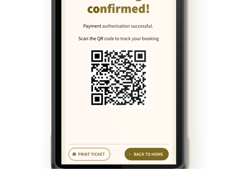 Scanning a tracking QR code on a Taxi Butler PLUS taxi booking device