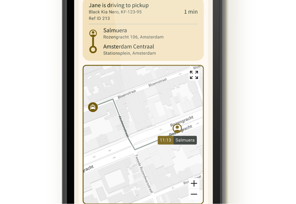 Tracking a taxi on the screen of a Taxi Butler PLUS taxi booking device