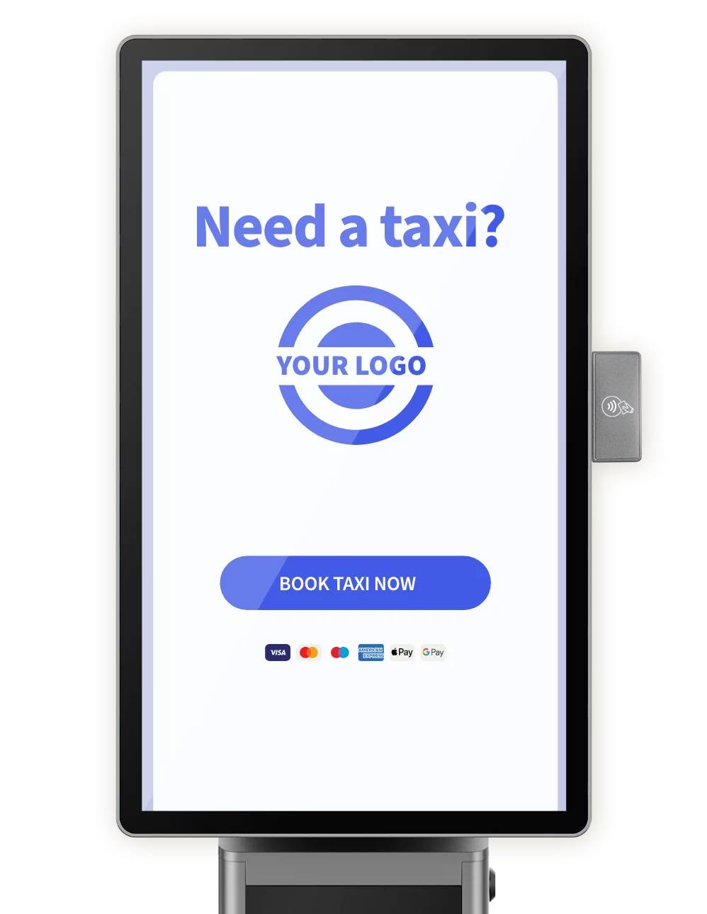 Custom branding on the Taxi Butler KIOSK taxi booking kiosk