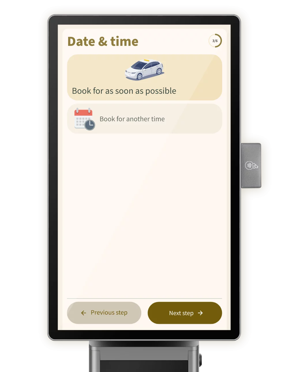 Chosing a date & time on the Taxi Butler KIOSK taxi booking kiosk