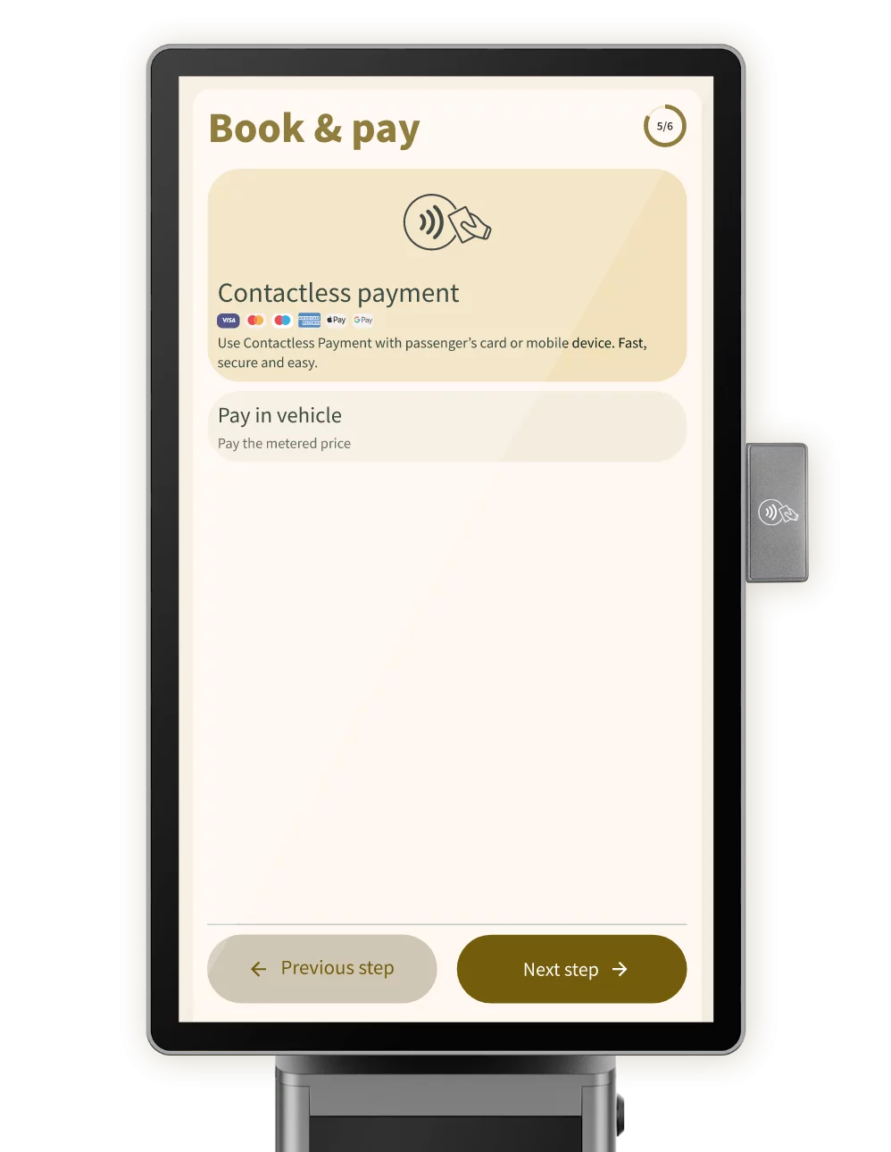 Choosing a payment type on the Taxi Butler KIOSK taxi booking kiosk